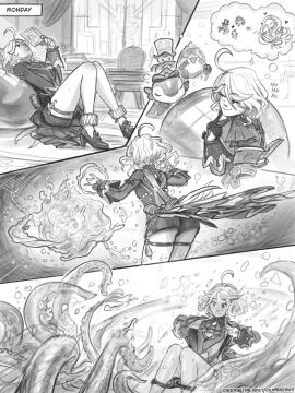 1girls bedroom black_and_white blush book calamari_cakes clothed comic consensual_tentacles female furina_(genshin_impact) genshin_impact heels horny imminent_tentacle_sex indoors light_skin magic masturbation monochrome pants_down reading shorts shorts_down solo summoning summoning_circle tentacle tentacle_sex tentacle_summoning undressing water water_tentacle