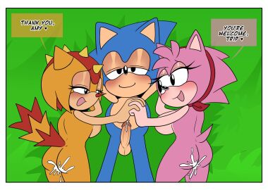 2girls1boy after_sex after_vaginal amy_rose anthro blue_fur classic_amy_rose classic_sonic comic comic_page cum_inside female furry hedgehog ninotrash pink_body pink_fur pink_hair reptile sonic_(series) sonic_superstars sonic_the_hedgehog sonic_the_hedgehog_(series) sungazer_(lizard) trip_the_sungazer