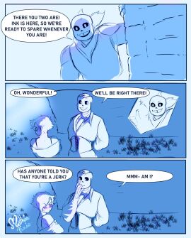 2d after_sex blush comic dialogue dream_sans_(fan_character) dreamtale female humanoid inside_view mothiepixie motti_(mothiepixie) sans sans_(underswap) sans_au skeleton sucking_fingers tagme teasing underswap underswap_sans undertale undertale_(series) undertale_au