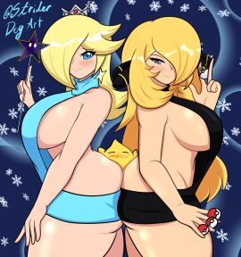 2girls arm_up ass ass_in_face ass_press ass_sandwich ass_to_ass between_buttocks big_ass big_breasts blonde_hair blue_background blue_eyes blush breasts closed_eyes crossover crown curvaceous curvy cynthia_(pokemon) earrings female game_freak hair_ornament hair_over_one_eye headwear huge_ass huge_breasts inu_strider large_breasts light-skinned_female light_skin long_hair looking_pleasured luma mario_(series) multiple_females multiple_girls nintendo pokeball pokemon pokemon_dppt princess_rosalina sandwiched sideboob sidelocks silver_eyes skindentation smothering smothering_ass snowflake standard_pokeball standing striderdogart super_mario_galaxy surrounded_by_ass sweater take_your_pick ultra_ball voluptuous wand watermark