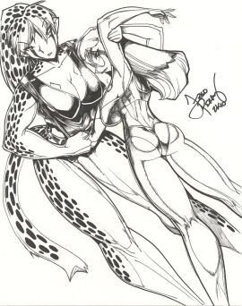 2girls ass ass_focus back back_view bare_arms bare_legs bare_shoulders bare_thighs big_ass big_breasts big_butt blonde_hair breasts britanny_diggers cheetah cheetah_ears cheetah_girl clothed clothing female female_focus female_only fred_perry furry gina_diggers glasses gold_digger hi_res large_breasts light-skinned_female light_skin long_hair looking_at_viewer tagme tail thick_thighs