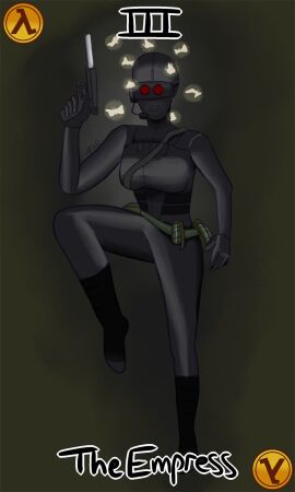 1girls 2d artist_request black_ops_(half-life) black_ops_assassin female female_only gun half-life half-life_(series) human human_female human_only lambda_symbol pistol solo tagme weapon