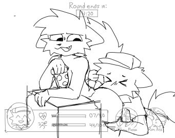 2boys 2d_animation alternate_species anal animated anthro ass big_butt box canid canine canis clothed clothing container duo elliot_(forsaken) food forsaken_(roblox) frame_by_frame furrification furry furry_male game_ui gameplay_mechanics gay gif gui hat headgear headwear health_bar hud icon kevin_(nyanwolf) looks_concerned male male/male male_only mammal monochrome nude nyanwolf oral partially_clothed pizza rimming roblox roblox_game sex tail tail_grab tenacio timer toothy_grin wolf yaoi yiff