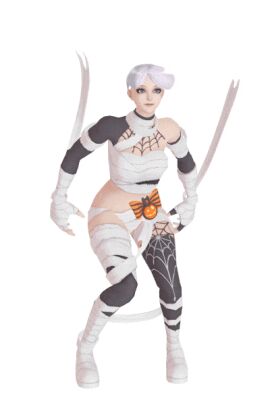 1girls angel_(kof) animated big_breasts blue_eyes bodypaint bouncing_breasts curvy halloween halloween_costume huge_breasts jiggle king_of_fighters light-skinned_female light_skin mummy mummy_costume pale_skin short_hair thick_thighs thighs white_hair