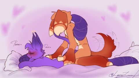 2boys anal anal_sex catnap_(poppy_playtime) critters_(poppy_playtime) dogday_(poppy_playtime) domestic_cat domestic_dog furry_only gay gay_sex male male_only no_humans orange_body orange_fur orange_skin poppy_playtime poppy_playtime_(chapter_3) purple_body purple_fur purple_skin purring sex sex_on_bed smiling_critters