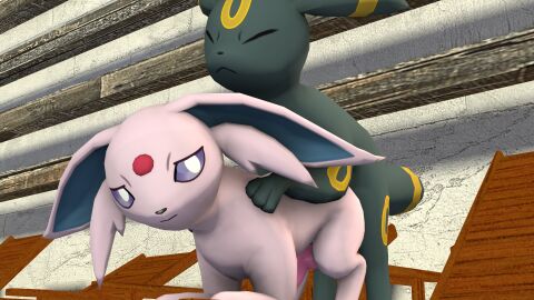 3d animal_genitalia canid canine canine_penis canis domestic_cat domestic_dog duo eeveelution espeon felid feline felis feral feral_on_feral generation_2_pokemon hi_res male male/male mammal nintendo penis pokemon pokemon_(species) pokémon_(species) source_filmmaker umbreon