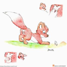 animal_genitalia animal_pussy anus ass ass_up canid canine canine_genitalia canine_pussy cute_expression cute_eyes expressions female feral fox genitals hi_res jungledyret_hugo mammal patreon_artist patreon_username penetration pussy raised_tail red_fox rita_(jungledyret) rodent smile solo spread_pussy spreading tail text true_fox url vaginal_penetration yordraw