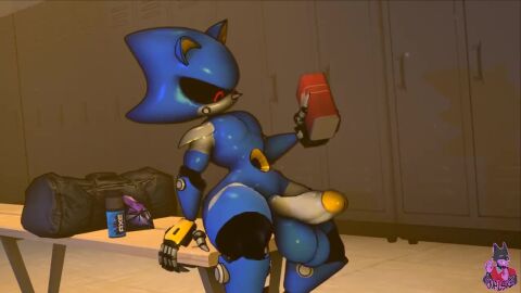 1boy 3d 3d_animation 3d_model animated big_balls big_penis blue_body blue_fur furry locker_room looking_at_penis maintenance male male_only metal_sonic no_sound oil oiling red_eyes robot robot_anthro solo solo_focus solo_male sonic_(series) sonic_the_hedgehog_(series) thick_thighs thrusting thrusting_forward video