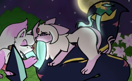 2_penises absol anglo_(anglo) anna_(livingfox66) anthro big_penis bilateral_penetration bodily_fluids closed_eyes curled_up diphallia diphallism double_oral duo ears_back ears_down eeveelution espeon eye_scar facial_scar fellatio feral fluffy fluffy_tail forehead_gem forest forest_background gem generation_2_pokemon generation_3_pokemon genital_fluids genitals glowing glowing_eyes glowing_fangs glowing_genitalia glowing_penis glowing_precum group hybrid large_fangs light looking_down lying lying_on_top male male/male markings moon moonlight multi_genitalia multi_penis nature nature_background neck_tuft nintendo on_front oral oral_penetration penetration penile penis pivoted_ears plant poisonedcherry_(artist) pokemon pokemon_(species) precum reptile saliva sassy satisfied_look scales scalie scar scared seviper sex sharp_tail shrub shy size_difference sky slit_penis snake snake_penis sprawled_out standing star starry_sky stroking_penis sucking sucking_tip suckling tail tree trio tuft unusual_anatomy unusual_genitalia unusual_penis vein veiny_penis veno_(poisonedcherry)