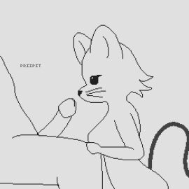 1:1 absurd_res animated anthro big_breasts big_penis breasts domestic_cat ears_up felid feline felis fellatio female genitals hi_res mammal nameless_character oral penile penis priipit sex short_playtime solo sucking tale
