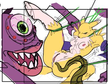 1girls animal_ears anthro anus armpits arms_up black_sclera blue_eyes bodily_fluids body_fur bondage boots breasts canine claws clitoral_hood clitoris colored_sclera digimon digimon_(creature) digimon_(species) duo elbow_gloves female fox_ears fox_girl fox_tail fur furry furry_female genital_fluids genitals gloves green_eyes half-closed_eyes knee_boots legs_up lying mammal medium_breasts monster navel nipples nude on_back penetration purple_gloves pussy renamon restrained sex sharp_teeth small_breasts snout solo spread_legs sweat sweatdrop tail teeth tentacle thighs two-tone_fur vagina vaginal_penetration watatanza white_fur yellow_body yellow_fur