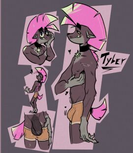 2024 5_fingers anthro armpit_hair balls big_balls big_penis black_eyes blep body_hair bottomwear brown_balls brown_body brown_foreskin brown_fur brown_nipples brown_penis bulge clothed clothing collar crossed_arms dracks ears_down english_text exclamation_point feet fingernails fingers flaccid foreskin fur furgonomic_bottomwear furgonomic_underwear furgonomics genitals hair half-closed_eyes hand_on_chin heart_symbol hi_res humanoid_genitalia humanoid_penis jewelry male mammal mohawk multiple_angles nails narrowed_eyes nipples orange_clothing orange_underwear partially_clothed penis pink_hair pink_mohawk pink_tail pivoted_ears plantigrade porcupine pubes purple_background rodent scratching scratching_self sharp_fingernails sharp_nails sharp_teeth short_tail side_view simple_background solo standing tail teeth text tongue tongue_out topless topless_anthro topless_male tyber_(dracks) uncircumcised underwear underwear_down underwear_only