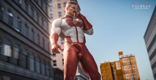3d alternate_version_at_source alternate_version_available bara bodysuit bulge bulge_through_clothing bulge_under_clothes daddy dilf invincible invincible_(tv_series) male male_focus male_only mature_male muscles muscular muscular_male nolan_grayson older_male omni-man pinup solo_focus solo_male superhero superhero_costume volhkan3d yaoi