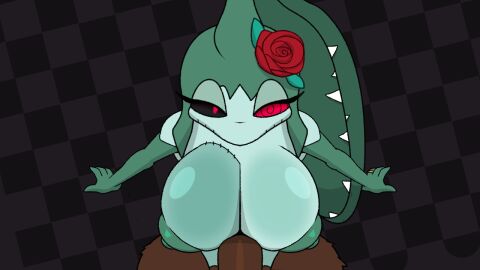 animated anthro anthro_on_anthro beat_banger breasts checkered_background female female_pokemon green_skin istole looking_at_viewer looking_up mawile nintendo olivia_(r-mk) original original_character paizuri pokemon pokemon_(species) pov r-mk rose sharp_teeth simple_background source_request stitches titjob top_down_view undead wedding_ring year_request zombie zombie_girl