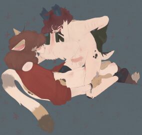 absurd_res anal anal_sex anthro ass bodily_fluids bottomless bovid brown_hair caprine clothed clothing cowgirl_position domestic_cat drooling duo erection fangs felid feline felis female femboy from_front_position fur genital_fluids genitals goat hair hi_res humanoid_genitalia humanoid_penis justthewind long_ears male male/male mammal on_bottom on_top penetration penile penile_penetration penis penis_in_ass precum saliva sex shirt shirt_only t-shirt teeth topwear topwear_only white_body white_fur