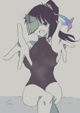 1girls breasts female fundamental_paper_education hands_out legs_crossed meee00m miss_sasha_(fundamental_paper_education) smile swimsuit tagme_(artist)