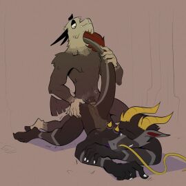 1:1 2024 5_fingers anal anal_sex animal_genitalia animal_penis anthro anthro_on_anthro anthro_penetrated anthro_penetrating anthro_penetrating_anthro ass black_body black_fur blue_eyes breath brown_body brown_fur brown_penis brown_tail camelid doggy_style dracks dragon duo eastern_dragon equine_genitalia equine_penis erection feet fingernails fingers flared_penis floating_eyebrows from_behind_position front_view fur genitals grey_body grey_fur half-closed_eyes hand_on_ass hand_on_butt hand_on_tail hi_res holding_tail hooves horizontal_pupils horn internal interspecies levi_(dracks) llama looking_back looking_down lying male male/male male_penetrated male_penetrating male_penetrating_male mammal medial_ring multicolored_body multicolored_fur mythological_creature mythological_scalie mythology nails narrowed_eyes nude on_front one_eye_closed penetration penile penile_penetration penis penis_in_ass plap prone_bone pupils scalie sex simple_background tail teeth unknown_character yellow_horn