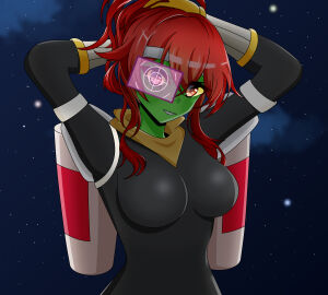 1girls breasts curvy drat_(artist) electronic_arts female interstellar_bounty_hunter_(pvz) plants_vs_zombies plants_vs_zombies:_heroes popcap pussy red_hair undead vagina zombie zombie_(pvz) zombie_girl