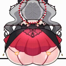 1girls animated ass big_ass cupid_vampire cupievt facing_away female gif grey_hair sitting twintails virtual_youtuber vtuber