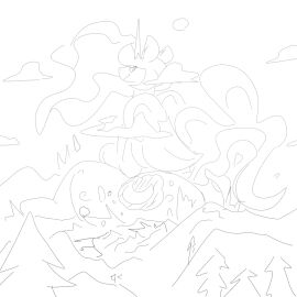 ass big_ass big_butt destruction equine fanofblimp female friendship_is_magic giantess growth huge_ass macro monochrome mountain mountain_range my_little_pony princess_luna_(mlp) quadruped sitting sketch