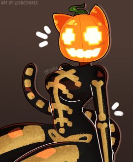 costume female female_focus female_only fortnite fortnite:_battle_royale fortnitemares gold halloween latex pumpkin pumpkin_head skeleton spice_(fortnite) tail thick_thighs