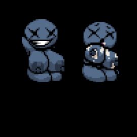 2d 2d_(artwork) ???_(the_binding_of_isaac) animated ass big_ass big_breasts big_nipples blue_body breasts chubby chubby_female cum cum_in_mouth female pixel_animation pixel_art rule_63 shortstack the_binding_of_isaac transparent_background