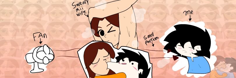 angelonce armpit_fetish armpits banner black_hair canon_x_oc kissing mii mii_gunner mii_gunner_(smash_4) nsfwed22 oc oc_x_canon original_character smell_particles_meme steaming_body super_smash_bros. super_smash_bros._for_nintendo_3ds_and_wii_u sweat sweatdrop sweaty sweaty_body wife
