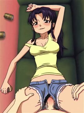 1boy 1girls 2d 3:4 alternate_version_available animated arms_up ass beer beer_can biting_lip black_bra black_panties blue_shorts blush bouncing_breasts bra breasts camisole cleavage clothing couch_sex drink drunk drunk_bubble english_text female female_only hair holding_drink holding_object kyde leg_grab long_hair looking_at_viewer looking_back lying_on_back male matching_underwear mature mature_female mature_woman misato_katsuragi neon_genesis_evangelion panties panties_aside penetration penis ponytail pov purple_eyes purple_hair pussy red_clothing scar sex shorts smile sofa solo solo_female spread_legs straight table tagme thighs tied_hair topwear vaginal_penetration veiny_penis vertical_video video yellow_camisole