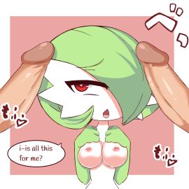 1girls 2boys akatosh_el_shota_furro big_breasts big_penis breasts female gardevoir generation_3_pokemon hi_res human human_male humanoid imminent_sex light-skinned_male light_skin male nintendo nipples penis pokemon pokemon_(species) unknown_male white_body