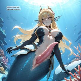 1futa abs ai_generated black_sclera dolphin_penis futa_focus futa_only futanari league_of_legends looking_at_viewer mermaid mermaid_girl mermaid_tail nami_(league_of_legends) newaiartcreator nude nude_futa nudity penis penis_out riot_games yellow_eyes yellow_hair
