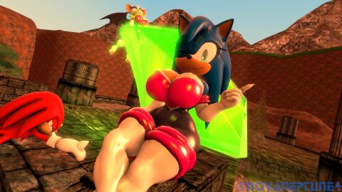 3d bodysuit breasts busty deimoseon female knuckles_the_echidna master_emerald neckline novaneptune4 rouge_the_bat_(cosplay) rule_63 sonic_(series) sonic_the_hedgehog sonic_the_hedgehog_(series) sonique_the_hedgehog spandex_suit tahlian thick_thighs