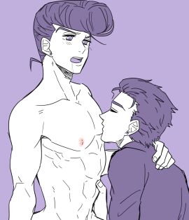 2boys age_difference diamond_is_unbreakable drooling gay incest jojo's_bizarre_adventure josuke_higashikata jotaro_kujo male male/male male_nipples male_only open_mouth saliva sucking_male_nipple uncle_and_nephew yaoi
