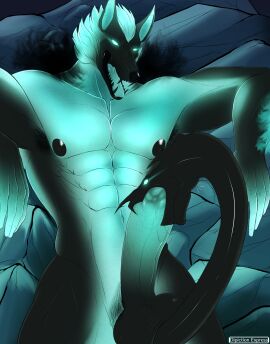 absurd_res anthro armpit_hair athletic athletic_anthro athletic_male autofellatio background_shot balls big_nipples big_penis bioluminescence black_body black_flame black_nipples black_teeth blue_flames bodily_fluids body_hair boner canid canine canis cerberus_(fortnite) depictionexpress english_text epic_games erection fellatio fortnite genitals glowing glowing_body glowing_eyes glowing_genitalia glowing_penis hi_res humanoid_hands leaning_on_object leaning_on_rock living_tail looking_down looking_pleasured male male_only mammal masturbation muscular muscular_anthro muscular_male neck_bulge nipples notched_ear nude oral oral_masturbation penile penile_masturbation penis pubes relaxing reptile rock saggy_balls saliva saliva_on_penis scalie sex signature snake snake_tail solo tail tail_fetish tail_play teeth text unusual_anatomy unusual_tail vein veiny_penis wolf