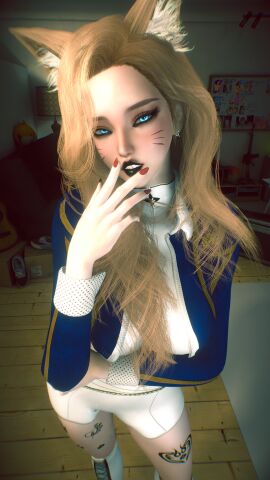 1girls 3d 4k ahri ahri_(league_of_legends) animal_ears apartment aqua_eyes areola areolae bed bedroom big_breasts black_lipstick blonde_hair blue_eyes breasts chromatic_aberration crashbanditkut ear_piercing eyelashes eyeshadow female female_focus fox fox_ears fox_girl hair hi_res high_resolution highres league_of_legends light-skinned_female light_skin lips lipstick long_eyelashes long_hair long_nails looking_at_viewer makeup mature mature_female nail_polish nails piercing qos qos_tattoo queen_of_spades queen_of_spades_symbol queen_of_spades_tattoo riot_games school_uniform schoolgirl solo spade_tattoo stockings video_game_character video_games virt-a-mate virtamate