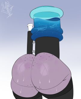 animate_inanimate anthro ass ass_focus big_ass cup deltarune deltarune_chapter_3 dripping eyelashes eyes large_ass looking_at_viewer looking_back no_background thick_thighs thunder_thighs underground_(artist) undergroundnsfw undertale_(series) water water_cooler water_cooler_(deltarune) watermark