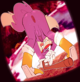 anthro ass balls beard canid canine cartoon_network crinkly_wrinkly elderly elderly_male facial_hair fox fur genitals hi_res humanoid_genitalia humanoid_penis looking_at_viewer male mammal ok_k.o.!_let's_be_heroes penis presenting presenting_hindquarters purple_body purple_fur red_nose solo the-alfie-incorporated werecanid werecanine werecreature werefox