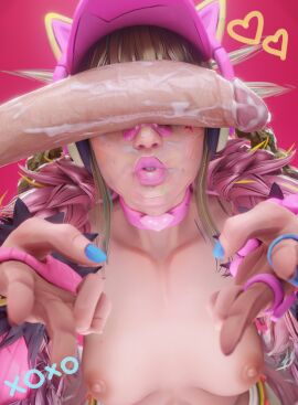 1boy 1girls 3d bandage bandage_on_nose big_penis blonde_female blonde_hair breasts cant_see_the_haters choker cum cum_on_face female fur_coat headphones large_penis light-skinned_female light_skin lips lipstick magik_(illyana_rasputin) magik_(marvel_rivals) magik_(new_millenia_might) male marvel marvel_comics marvel_rivals nipples penis penis_in_front_of_face pink_bandaid plaster plump_lips shibarademu