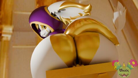 3d_(artwork) absurd_res anthro ass big_butt butt_crush butt_focus butt_smother chair digital_media_(artwork) facesitting furniture hi_res hobkin humanoid macro male male/male omananimations on_chair sitting sitting_on_another sitting_on_chair smothering the_prince thick_thighs wide_hips