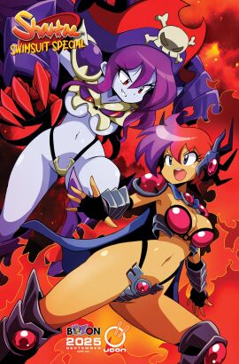 bikini_armor cleavage comic_cover official_art risky_boots shantae shantae_(character) skimpy_armor skimpy_outfit thong thong_underwear udon_entertainment underboob