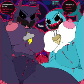 2025 2025s 2girls absurd_res absurdres anthro anthro_female anthro_on_anthro anthro_only anthrofied anus areola areolae artist_logo artist_name avian avian_humanoid beak big_breasts bird bird_beak black_eyes black_sclera bloody_teeth bodily_fluids breasts corvid corvus_(genus) critters_(poppy_playtime) digital_art digital_drawing digital_drawing_(artwork) digital_media digital_media_(artwork) digital_painting digital_painting_(artwork) duo eyebrows eyelashes feather_hair feathered_wings feathers female female_anthro female_focus female_only fin fish fur furry furry_female furry_only genital_fluids genitals gore greey indigo_beak indigo_body indigo_feather indigo_feathers jewelry looking_at_viewer looking_down maggie_mako_(poppy_playtime) marine mob_entertainment mob_games multicolored_body necklace nightmare_critters nipples no_humans nude open_mouth oscine passerine poe_(poppy_playtime) poppy_playtime poppy_playtime_(chapter_4) puffy_pussy pupils pussy raven shark shark_fin shark_girl shark_humanoid shark_tail shark_teeth sharp_teeth smiling_critters solo solo_female solo_focus spanish spanish_dialogue spanish_text speech_bubble tagme tail teeth text text_bubble thick_thighs thighs tongue turquoise_body turquoise_scales two-tone_body vagina video_games white_eyes white_pupils white_scales wide_hips