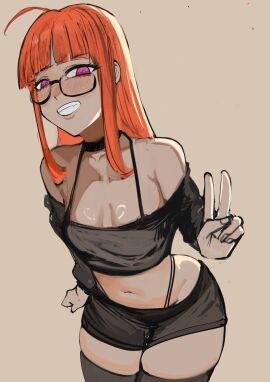 brown_eyes long_hair medium_breasts nero_watch orange_hair persona_5 sakura_futaba