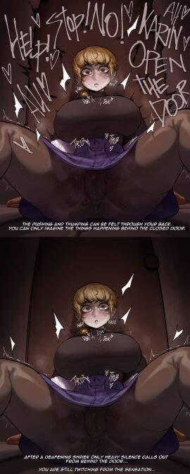 1girls abella_(fear_and_hunger) after_sex against_door alternate_version_available aroused ass begging big_breasts black_pantyhose black_shirt blonde_hair blush breasts breasts_bigger_than_head brown_eyes cameltoe cleft_of_venus clothed collage comic doki_doki fear_and_hunger fear_and_hunger:_termina feet_out_of_frame female female_only fucked_to_death fur-trimmed_jacket fur_trim getting_fucked hah heartbeat huff huffing huge_breasts imminent_death implied_death implied_rape implied_sex indoors jacket jacket_pull karin_(fear_and_hunger) krekk0v large_breasts light-skinned_female light_skin long_hair looking_away miniskirt offscreen_sex on_floor open_clothes open_jacket pale-skinned_female pale_skin pantyhose parted_lips ponytail pussy pussy_juice pussy_juice_drip_through_clothes pussy_juice_through_clothing scared scared_expression sex shirt shirt_tucked_in sidelocks sitting skirt solo spread_legs sweat sweatdrop text thick_thighs thighs throb throbbing_pussy throbbing_uterus tied_hair tight_clothing tight_shirt trembling twitching uncensored vaginal_juices wet wet_pussy