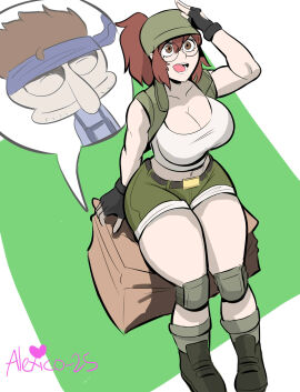 1boy 1girls alexico_roadagain cardboard_box female fio_germi male meme metal_gear_solid metal_slug solid_snake spongebob_reference