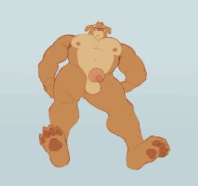 animated anthro ass balls bara bouncing canid canine crouching feet genitals looking_at_viewer male male_only mammal muscular muscular_anthro muscular_male nipples nude nude_anthro nude_male paws penis simple_background snaftfc solo yaoi