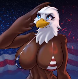4th_of_july accipitrid accipitriform albinefox american_eagle american_flag american_flag_bikini animated_gif anthro avian bald_eagle beak big_breasts bikini biped bird blue_eyes breasts brown_body brown_feathers clothed clothing eagle feathers female fireworks flag_bikini front_view gesture gif holidays huge_breasts loop night non-mammal_breasts salute sea_eagle shaded skimpy small_waist smile solo star swimwear two-piece_swimsuit united_states_of_america white_body white_feathers wings