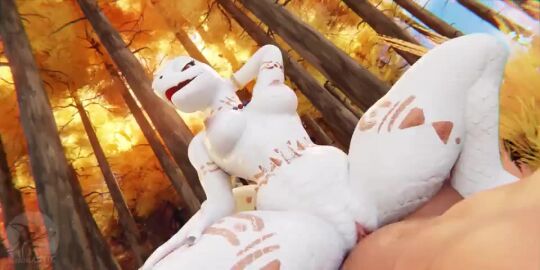 animated anthro anthro_penetrated areola breasts clothed clothing crusch_lulu deliciousva furromantic furromantic_(modeller) human lizard lizardman overlord_(maruyama) sound tagme video