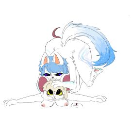 anthro big_breasts black_eyes blonde_hair blue_hair blush breasts canid canine canis cat_girl catgirl clothing domestic_dog domination duo feline female fur furry hair hat headgear headwear looking_up lorna_(terrible_mouse) male male/female mammal mouse murid murine nurse nurse_clothing nurse_headwear purple_eyes rat rodent self_insert sex smile source_request tail terrible_mouse unknown_artist weird_eyes white_body white_fur yellow_eyes