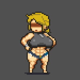 1girls abdomen abdominals artstyle_imitation big_breasts blonde-haired_female blonde_female blonde_hair bracelet breasts curves curvy curvy_body curvy_female curvy_figure curvy_hips curvy_thighs dead_ahead female female_focus female_only fit fit_female hip_focus hip_grab hips huge_breasts hunter_rank_e mature mature_female milf muscles muscular muscular_female official_style outdoors pixel pixel34 pixel_(artwork) pixel_art pixelated planet_(hunter_rank_e) public seductive seductive_body seductive_look serious serious_face serious_look short_hair short_pants shorts solo solo_female solo_focus style_emulation style_imitation style_parody