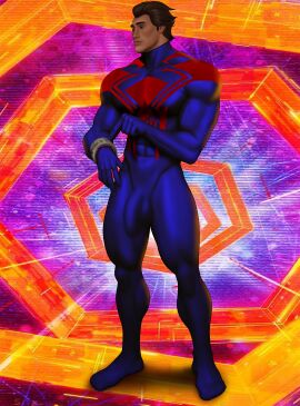 abs biceps big_penis bulge clothed drawnpr0n flaccid hispanic hispanic_male huge_cock latino male male_only marvel marvel_comics miguel_o'hara muscles muscular muscular_male pecs penis solo solo_male spider-man spider-man:_across_the_spider-verse spider-man_(series) spider-man_2099 superhero