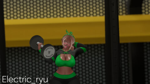 ass big_ass big_breasts breasts electric_ryu female gym gym_uniform vrchat vrchat_avatar